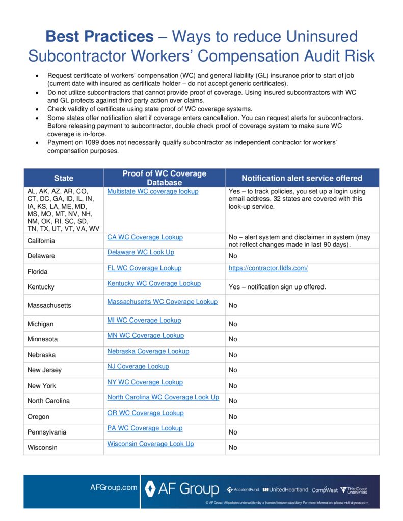 thumbnail of Tips for reducing subcontractor WC audit risk